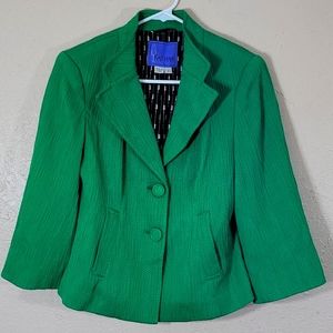 Kay Unger New York green Blazer button up suit jacket size 4 coat